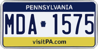 PA license plate MDA1575
