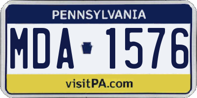PA license plate MDA1576