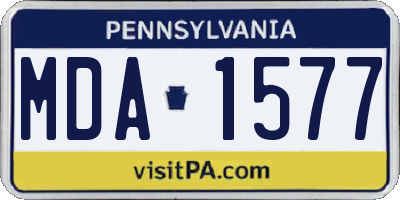 PA license plate MDA1577