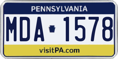 PA license plate MDA1578