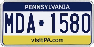 PA license plate MDA1580