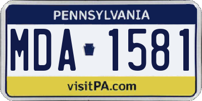 PA license plate MDA1581