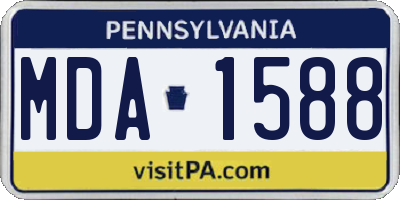 PA license plate MDA1588