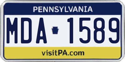 PA license plate MDA1589