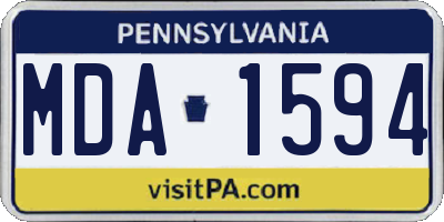 PA license plate MDA1594