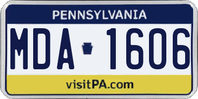 PA license plate MDA1606