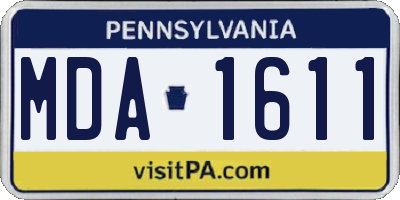 PA license plate MDA1611