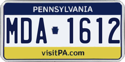PA license plate MDA1612