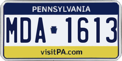 PA license plate MDA1613
