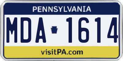 PA license plate MDA1614