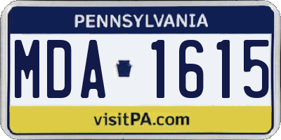 PA license plate MDA1615