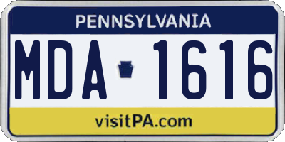 PA license plate MDA1616