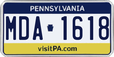 PA license plate MDA1618