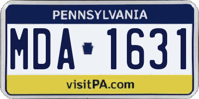 PA license plate MDA1631