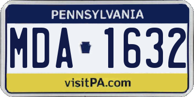 PA license plate MDA1632