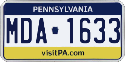 PA license plate MDA1633