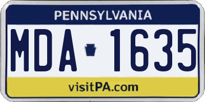 PA license plate MDA1635