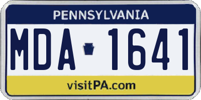 PA license plate MDA1641