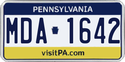 PA license plate MDA1642