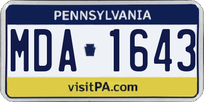 PA license plate MDA1643