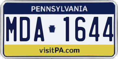 PA license plate MDA1644