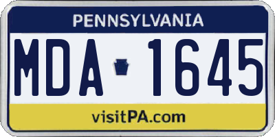 PA license plate MDA1645