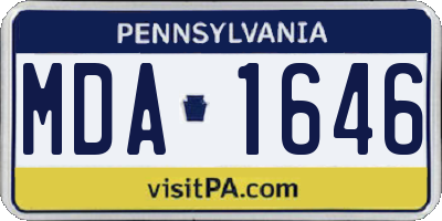 PA license plate MDA1646