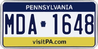 PA license plate MDA1648