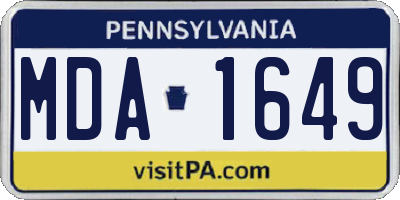 PA license plate MDA1649