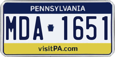 PA license plate MDA1651