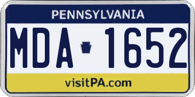 PA license plate MDA1652