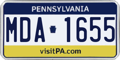 PA license plate MDA1655