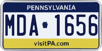 PA license plate MDA1656