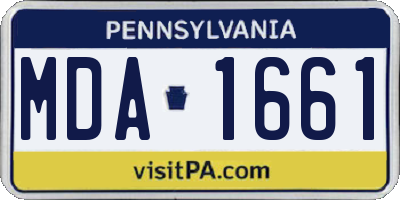 PA license plate MDA1661