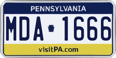 PA license plate MDA1666