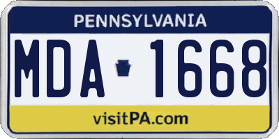 PA license plate MDA1668