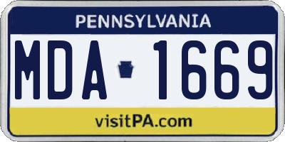 PA license plate MDA1669