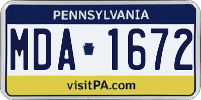 PA license plate MDA1672