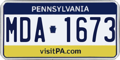 PA license plate MDA1673
