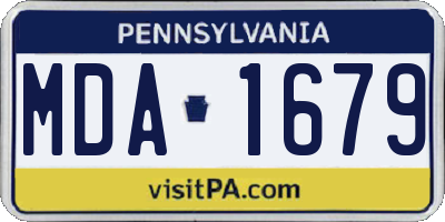 PA license plate MDA1679