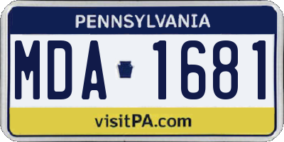 PA license plate MDA1681