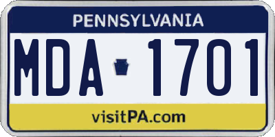 PA license plate MDA1701