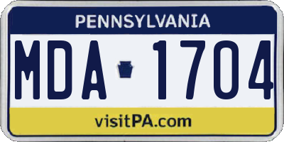 PA license plate MDA1704