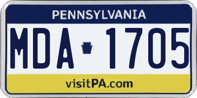 PA license plate MDA1705