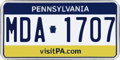 PA license plate MDA1707