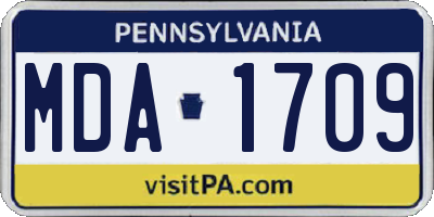 PA license plate MDA1709