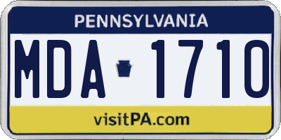 PA license plate MDA1710