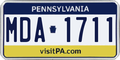 PA license plate MDA1711