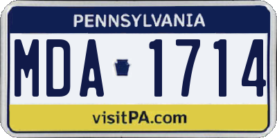 PA license plate MDA1714