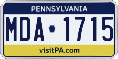 PA license plate MDA1715
